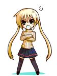  anger_vein angry bad_id bad_pixiv_id blonde_hair chibi green_eyes hayate_no_gotoku! long_hair moro_(like_the_gale!) sanzen'in_nagi simple_background skirt solo sweater thighhighs twintails unmoving_pattern 