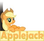  alpha_channel applejack_(mlp) blonde_hair cowboy_hat equine female feral friendship_is_magic green_eyes hair hat horse lying mammal my_little_pony plain_background pony smile solo text transparent_background zacatron94 