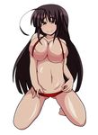  1girl barefoot blush breasts highres large_breasts nipples smile solo swimsuit yuuki_shishin 