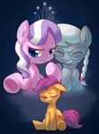  blue_eyes bullying diamond_tiara_(mlp) equine eyes_closed eyewear female friendship_is_magic fur glasses grey_fur grey_hair group hair horse mammal marenlicious my_little_pony orange_fur pegasus pink_fur pony scootaloo_(mlp) silver_spoon_(mlp) sitting tiara two_tone_hair wings 