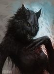  abstract_background blood canine claws fangs female mammal oouna scar solo were werewolf yellow_eyes 