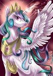  crown cutie_mark equine female feral friendship_is_magic fur hair horn horse jewelry long_hair mammal multi-colored_hair my_little_pony pony pony-slayer princess_celestia_(mlp) purple_eyes solo white_fur winged_unicorn wings 