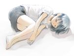  barefoot black_hair closed_eyes ikeda_jun_(mizutamari) miniskirt original pencil_skirt short_hair skirt sleeping solo 