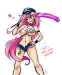  armlet bad_id bad_tumblr_id big_hair blue_eyes blue_shorts breasts choker cuffs denim denim_shorts dildo dildo_bat drcockula final_fight hand_on_hip hat heart highres huge_dildo large_breasts long_hair navel nipples no_bra one_eye_closed open_fly peaked_cap pink_hair poison_(final_fight) saints_row saints_row:_the_third short_shorts shorts solo torn_clothes unzipped very_long_hair wristband you_gonna_get_raped 