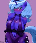  blue_eyes blue_hair blush breasts clothed clothing cutie_mark elbow_gloves female friendship_is_magic gloves hair horn my_little_pony nipples penis plankboy princess_luna_(mlp) skimpy 