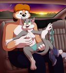  anthro breasts canine car cat dog feline female fur green_eyes guimontag interspecies male mammal nipples rita_(animaniacs) runt size_difference underwear undressing warner_brothers 