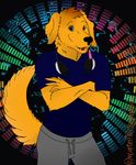  anthro canine clothed clothing crossed_arms dog fur headphones mammal ncarter787 pants shirt solo 