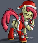  amber_eyes anus apple_bloom_(mlp) butt candy_cane christmas christmas_hat cub equine female feral friendship_is_magic grey_background hair half-closed_eyes hat holidays horse looking_at_viewer mammal my_little_pony plain_background pony ponypron pussy red_hair saliva santa_hat solo standing young 