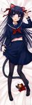  :o absurdres animal_ears bell black_hair black_legwear blue_eyes blush cat_ears cat_tail dakimakura gokou_ruri highres hime_cut huge_filesize long_hair long_sleeves mole mole_under_eye nakajima_yuka navel ore_no_imouto_ga_konna_ni_kawaii_wake_ga_nai pantyhose school_uniform serafuku skirt solo tail tail_bell 