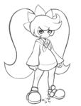  ankle_boots ashley_(warioware) boots dress greyscale highres long_hair mato_spectoru monochrome skull solo twintails very_long_hair warioware 