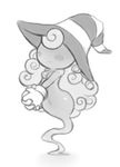  breasts curly_hair ghost ghost_tail gloves greyscale hands_clasped hat long_hair mario_(series) mato_spectoru monochrome no_eyes no_humans own_hands_together paper_mario paper_mario:_the_thousand_year_door small_breasts smile super_mario_bros. vivian_(paper_mario) 
