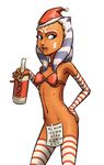  alcohol alien beverage blue_eyes breasts christmas female hat holidays legwear lips orange_skin ribbons santa_hat small_breasts solo star_wars stockings togruta tourbillon 