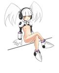  artist_request boots call_(mighty_no._9) call_d crossed_legs flat_chest headphones highres mighty_no._9 nipples non-web_source nude revision robot robot_joints sitting solo twintails white_hair yellow_eyes 