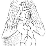 big_balls big_breasts big_penis billyjeans22 breasts dickgirl fluttershy_(mlp) friendship_is_magic herm intersex my_little_pony nipples no_color penis plain_background thick_thighs wide_hips wings 