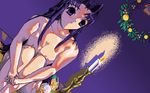  blue_eyes blue_hair candle christmas christmas_lights fire kawana_misaki long_hair nude one solo 