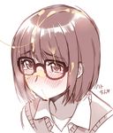  androgynous bad_id bad_pixiv_id blush brown_hair cum cum_on_glasses cum_on_hair facial flying_sweatdrops genshiken glasses hato_kenjirou male_focus monochrome otoko_no_ko short_hair solo sweat zpolice 