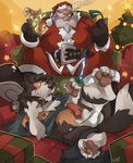  animal_genitalia balls canine canine_penis christmas clothing dog erection fur holidays human knot kuma lying male mammal nipples on_back overweight paws penis santa_claus sitting spread_legs spreading transformation 