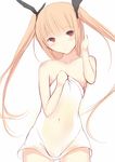  :o blazblue blonde_hair blush daiaru flat_chest long_hair naked_towel rachel_alucard red_eyes sketch solo towel twintails 