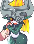  blush breasts cleavage disembodied_penis fangs foreskin handjob helmet imp long_hair mato_spectoru midna neon_trim nipples one_eye_covered open_mouth orange_hair penis pointy_ears pussy red_eyes small_breasts solo_focus the_legend_of_zelda the_legend_of_zelda:_twilight_princess thighs triforce two-handed_handjob wide_hips yellow_sclera 