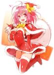  :d bag boots cloak dated hat kami_nomi_zo_shiru_sekai nakagawa_kanon open_mouth pink_hair pyon-kichi red_eyes ribbon sack santa_costume santa_hat smile solo thigh_boots thighhighs 