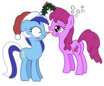  berry_punch_(mlp) blush christmas colgate_(mlp) cutie_mark drunk equine female feral friendship_is_magic fur hair hat holidays holly_(plant) horn horse imminent_kiss lesbian licking long_hair mammal mistletoe my_little_pony nerfpony open_mouth plain_background pony purple_eyes purple_hair santa_hat smile tongue transparent_background two_tone_hair unicorn 