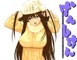  beanie breasts brown_eyes brown_hair genshiken hat large_breasts long_hair mole mole_under_eye mole_under_mouth oono_kanako smile solo su_meen sweater very_long_hair 