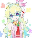  1girl armlet artist_request cloud_hair dress flower hair_flower hair_ornament long_hair lowres multicolored_hair nia_teppelin pink_dress smile solo tengen_toppa_gurren_lagann 