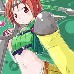  armor blush brown_eyes brown_hair final_fantasy final_fantasy_vii from_below headband looking_down lowres midriff navel oekaki shiba_yuusuke short_hair shuriken sleeveless sleeveless_turtleneck solo turtleneck yuffie_kisaragi 