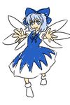  blue_eyes blue_hair cirno ribbon short_hair socks solo touhou wabi_(wbsk) wings 