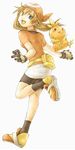  artist_request bike_shorts gen_3_pokemon haruka_(pokemon) hat looking_back lowres pokemon pokemon_(creature) torchic 