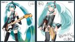  artist_progress bad_id bad_pixiv_id blue_eyes blue_hair detached_sleeves guitar hatsune_miku instrument kurobuta_gekkan long_hair necktie skirt smile thighhighs twintails vocaloid 