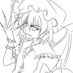  fingernails greyscale hat monochrome remilia_scarlet short_hair solo touhou wabi_(wbsk) 