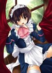  apron bob_cut bonnet bow choker crossdressing curtains frills little_busters! maid male_focus masayu naoe_riki otoko_no_ko pink_bow sitting solo thighhighs window zettai_ryouiki 