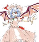  bat_wings blue_hair hat red_eyes remilia_scarlet ribbon short_hair solo touhou wabi_(wbsk) wings 