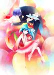  1girl apple bad_id bad_pixiv_id blue_hair butler crown dress food fruit original red_eyes tachibana_yukiji 