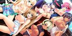  6+girls akagi_rio animal_ears areolae black_hair blonde_hair blue_eyes blush bodysuit breast_hold breasts breasts_outside brown_hair cameltoe dark_skin efa_(nangoku_sakunyuu:_milk_island_musume) game_cg harem hat headphones highres huge_breasts large_breasts legs long_hair looking_at_viewer mbs_truth multiple_girls nami_(nangoku_sakunyuu:_milk_island_musume) nangoku_sakunyuu:_milk_island_musume nipples open_mouth pink_hair purple_eyes purple_hair rei_(nangoku_sakunyuu:_milk_island_musume) seria_(nangoku_sakunyuu:_milk_island_musume) shirt_lift short_hair sitting smile spread_legs swimsuit thighs yuri_(nangoku_sakunyuu:_milk_island_musume) 