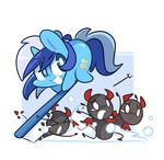  blue_eyes blue_fur chibi colgate_(mlp) cutie_mark demon equine female feral friendship_is_magic fur group hair horn horse lifeloser long_hair mammal my_little_pony open_mouth pitchfork plain_background pony smile tears toothbrush two_tone_hair unicorn wings 