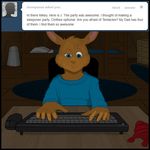 anthro bed bedroom blue_eyes brown_fur bunk_bed child clothed clothing comic computer confused cub dialog english_text fur glove joeyboy kangaroo keyboard looking_at_viewer male mammal marsupial solo text tumblr unsure webcam what young 
