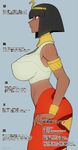  armlet baseran_(maka_maka) black_hair bob_cut bottomless bracelet breasts covered_nipples crop_top dark_skin egyptian from_side highres huge_breasts jewelry lamia maka_maka monster_girl neck_ring profile red_eyes solo space_jin tiara translation_request uraeus 