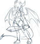  3_toes agate angry anklet barefoot bracelet claws clothed clothing dragon female horn jewelry monochrome scalie sketch skimpy sword thorn toe_claws toes weapon wings 