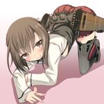  all_fours bad_id bad_pixiv_id bike_shorts blush brown_eyes brown_hair headband kantai_collection looking_at_viewer saki_chisuzu short_hair skirt smile solo taihou_(kantai_collection) thighhighs 