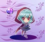  1girl chibi dance0dance gothic_lolita hood lolita_fashion namco orb red_eyes silver_hair soul_calibur soulcalibur_v thighhighs viola_(soulcalibur) 