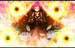  bad_id bad_pixiv_id black_dress brown_hair closed_eyes coat crying dress flower glowing gradient_hair hands_together hijiri_byakuren letterboxed lotus magic multicolored_hair petals plant purple_hair smile sorcerer's_sutra_scroll tears teko touhou turtleneck white_dress 