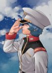  ds_saiz gundam hat highres kamille_bidan male_focus salute short_hair sky uniform 