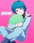  1boy blue_eyes enemy32 gundam highres kamille_bidan male_focus short_hair smile zeta_gundam 