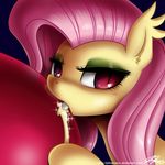  &lt;3 bat_pony bite blue_background equine fangs female feral flutterbat_(mlp) fluttershy_(mlp) friendship_is_magic fur hair horse john_joseco long_hair mammal my_little_pony pink_hair plain_background pony red_eyes solo vampire yellow_fur 