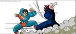  animated animated_gif battle crossover dc_comics dragon_ball dragon_ball_z gloves lrslink male_focus multiple_boys muscle short_hair spiked_hair superman superman_(series) vegetto watermark web_address 
