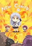  5boys angel_beats! chibi fujimaki_(angel_beats!) komowata_haruka matsushita multiple_boys multiple_girls noda_(angel_beats!) ooyama_(angel_beats!) otonashi_(angel_beats!) sash school_uniform serafuku shinda_sekai_sensen_uniform tenshi_(angel_beats!) waving yuri_(angel_beats!) zoom_layer 