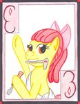  apple_bloom_(mlp) bow card cardstock chisel diamond equine friendship_is_magic hair hammer horse mammal my_little_pony playing_card pony smile the1king three 