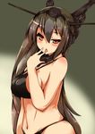  bad_id bad_pixiv_id bikini black_hair breasts kantai_collection kurebayashi_noe large_breasts licking long_hair nagato_(kantai_collection) red_eyes solo swimsuit tongue tongue_out very_long_hair 